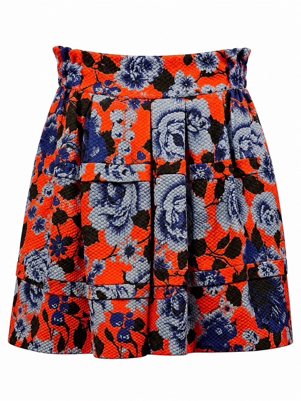 Anthropologie HD in Paris Lyanna Floral Jacquard A-Line Skirt Orange Blue Size M